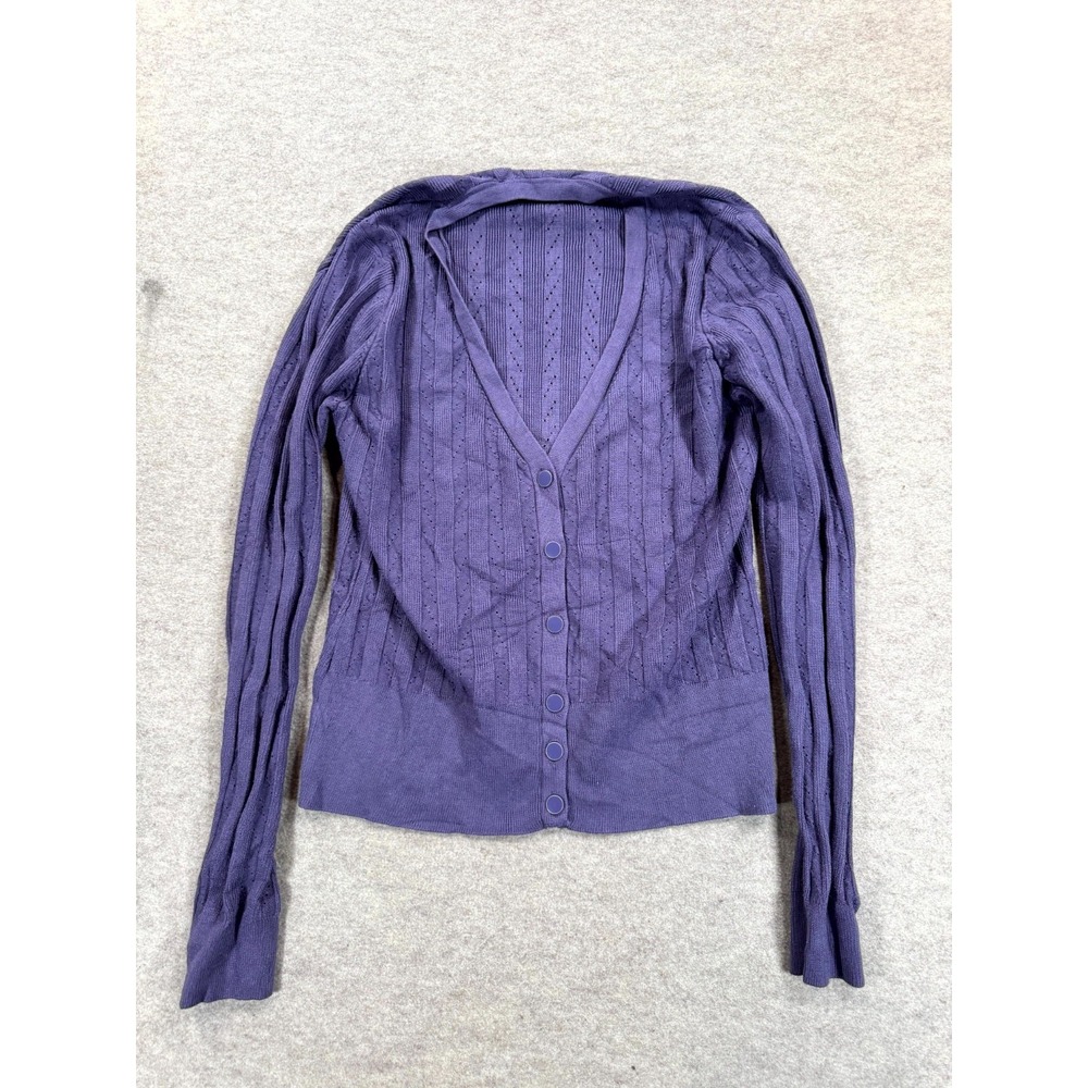 White House Black Market Cardigan Sweater Womens M Lavender V Neck Casual Wear